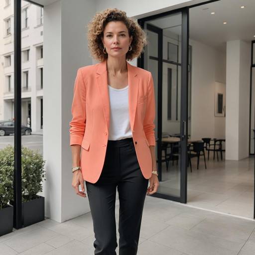 Professional Woman in Bright Coral Blazer