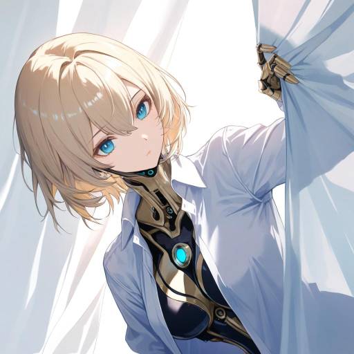 Blonde Android in Open Shirt