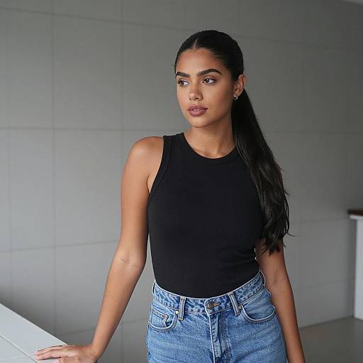 Young Woman in Tiled Room Portrait