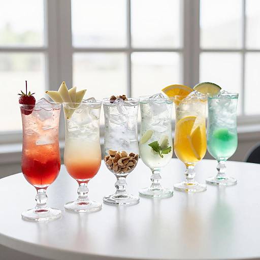 Colorful Assorted Refreshing Drinks in Tall Glasses