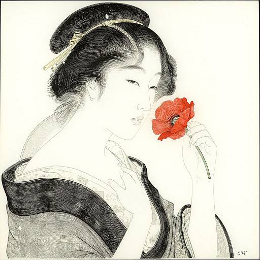 Post-Impressionism Elegant Woman Line Art