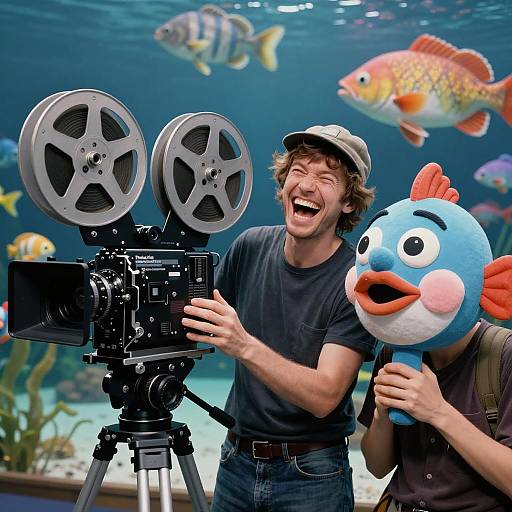 Surrealist Film Director with Colorful Toys