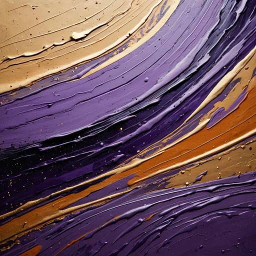 Abstract Purple and Gold Expressionist Painting