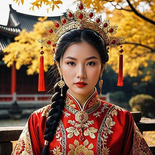 Elegant Asian Woman in Traditional Attire