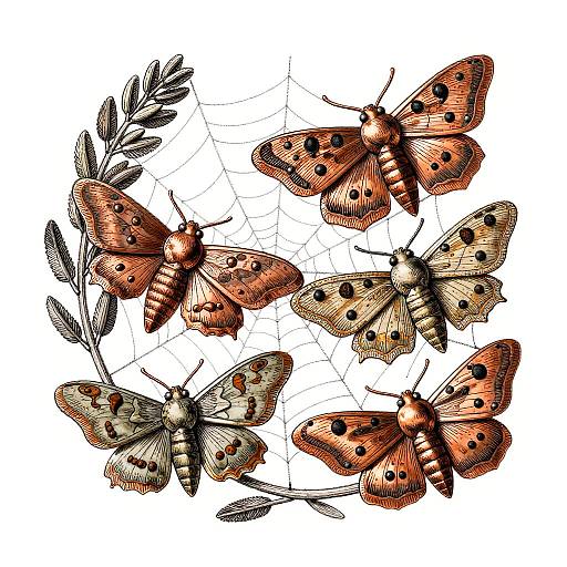 Intricate Copperplate Moths and Spiderwebs