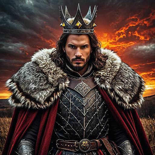 Medieval Fantasy Warrior King at Sunset