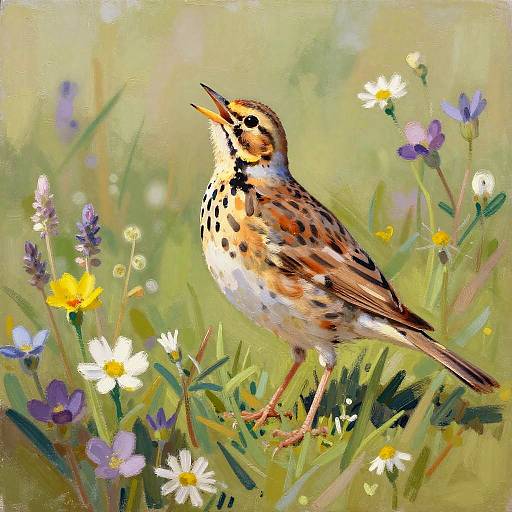 Cheerful Meadowlark in Pastel Meadow