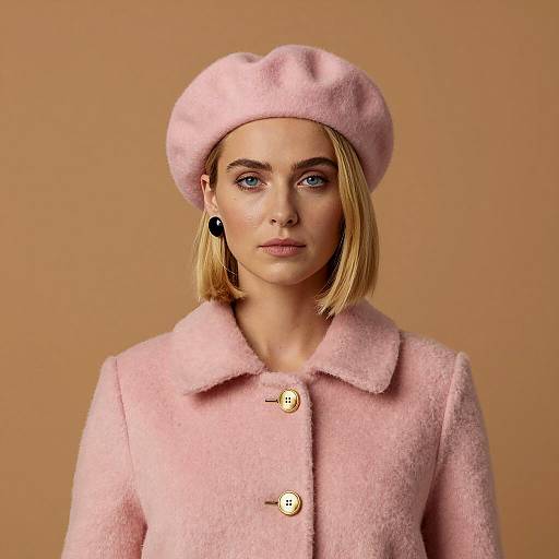 Stylish Woman in Pink Beret Portrait