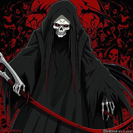 Illustration of Grim reaper, original in the style of Thin (suzuneya)