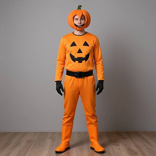 Man in Adult Pumpkin Costume