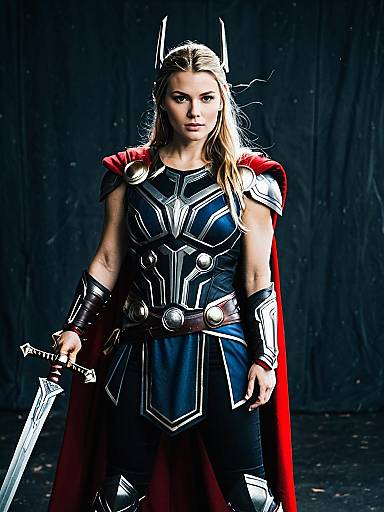 Woman Posing in Thor Costume