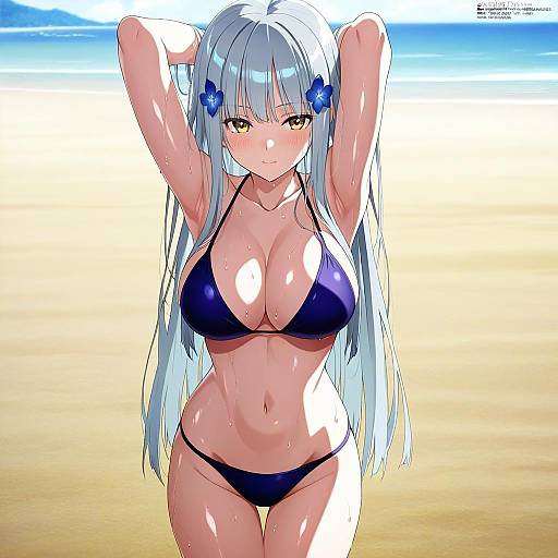 HK416 Girl in Blue Bikini Pose