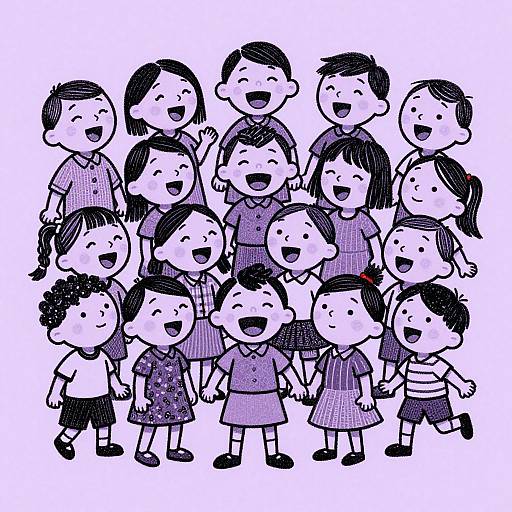 Happy Children Singing in Choir