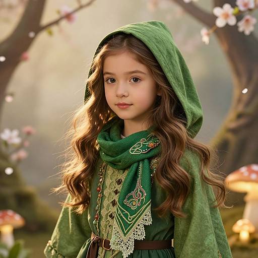Enchanting Forest Girl in Green Costume
