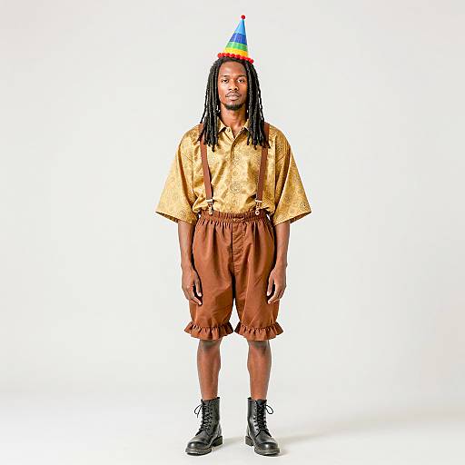 Man in Vintage Circus Clown Birthday Outfit