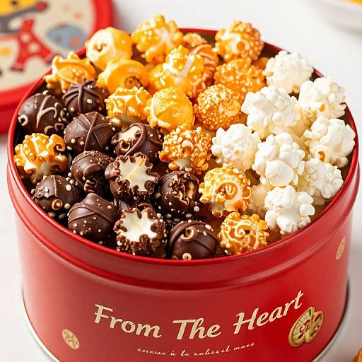 Colorful Popcorn Varieties in Festive Tin
