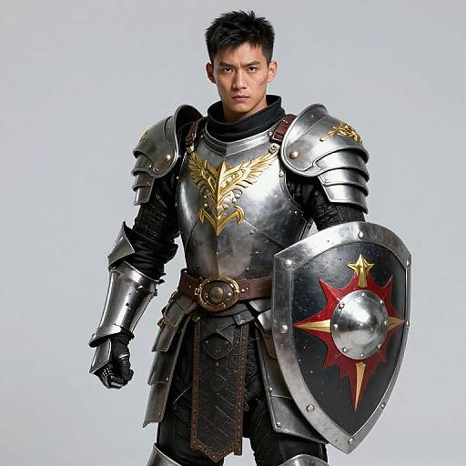 Knight in Black and Silver Armor