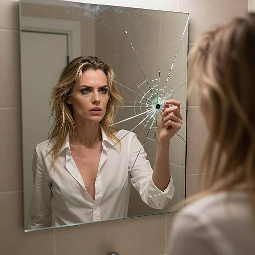 Intense Reflection in a Dim Bathroom