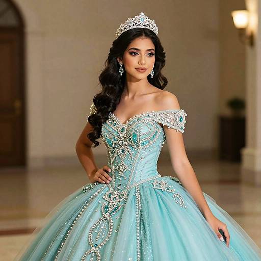 Elegance of a Quinceañera in Turquoise