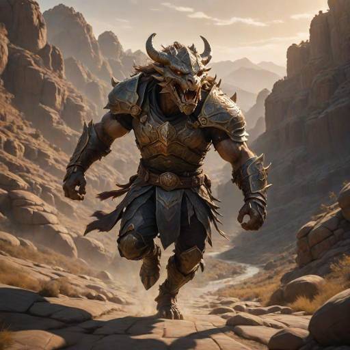 Fantasy Viking Warrior in Desert Canyon
