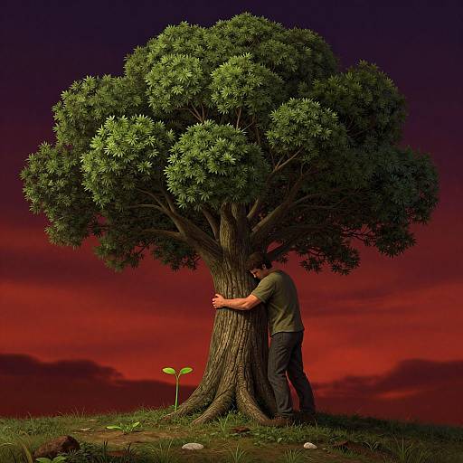 Majestic Tree Growing from Sprout