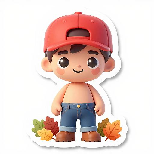 Charming Autumn Boy Sticker Design
