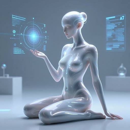 Bioluminescent AI in Futuristic Room