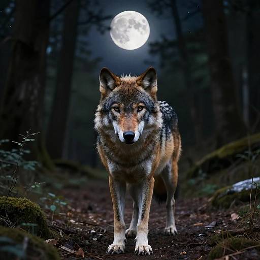 Alpha Wolf Midnight Forest Portrait