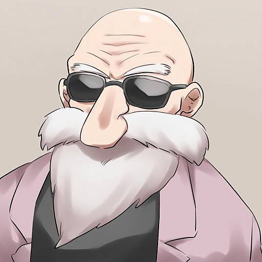 Illustration of Muten roushi, dragon ball in the style of Pumpkinpan