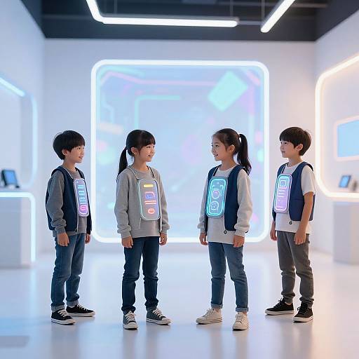 Futuristic Kids Photoshoot in Neon Studio