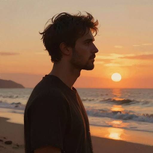 Stubbly Masculine Silhouette at Sunset