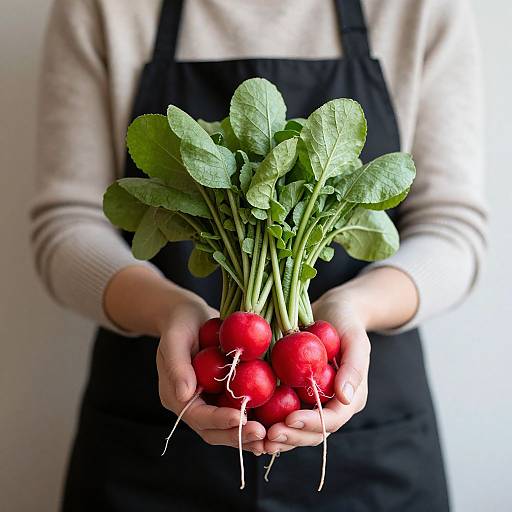 Woman Presenting Fresh Radishes