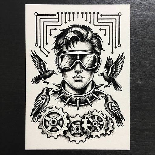 Vintage Cyberpunk Ink Tattoo Flash
