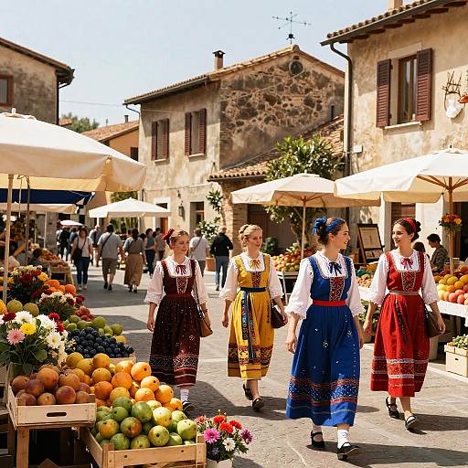 Italian Women at Vibrant Street Market