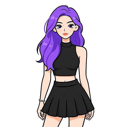 Modern Minimalist Woman in Black Crop Top