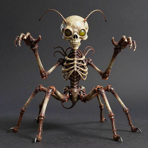 Skeletal Octopedal Creature with Antennae