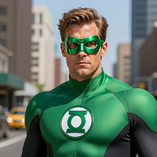 Photorealistic Green Lantern Costume Close-Up