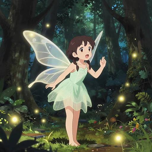 Youthful Fairy in Mystic Forest