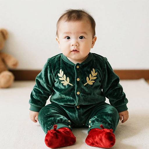 Baby Boy in Christmas Outfit