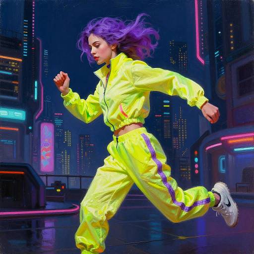 Neon Dancer in Cyberpunk City