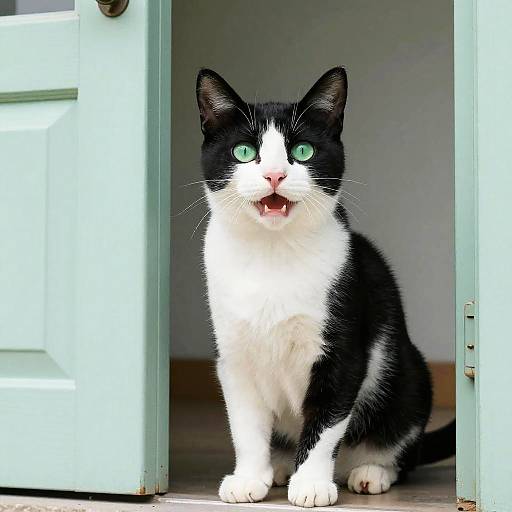 Elegant Black and White Tuxedo Cat