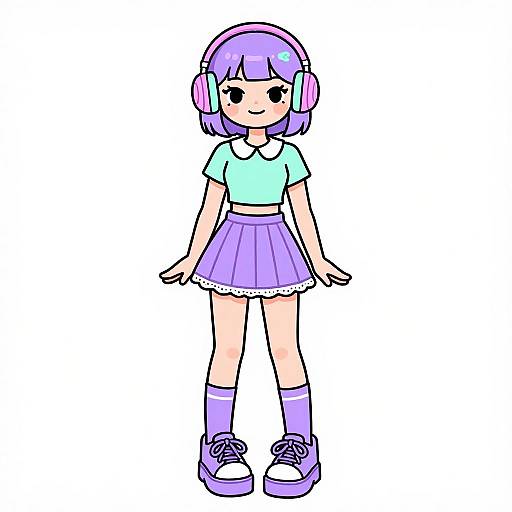 Kawaii Woman in Pastel Outfit