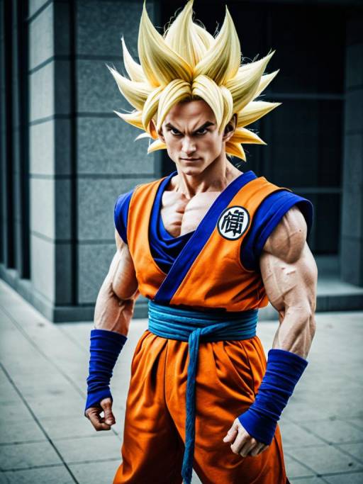 Man in Super Saiyan Cosplay Costume