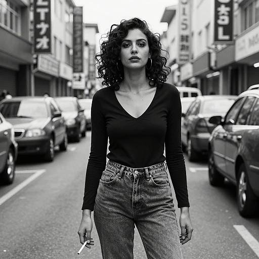 Stylish Woman in Gritty Urban Street