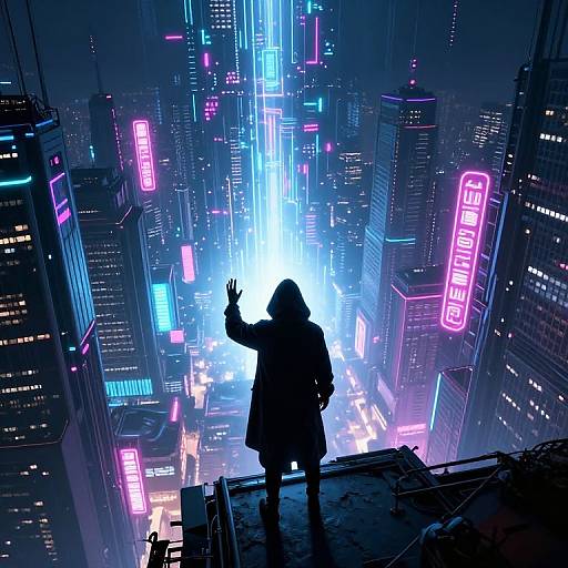 Surreal Cybernetic Cityscape at Dusk