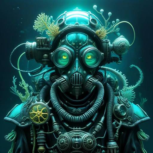 Bioluminescent Underwater Explorer Portrait