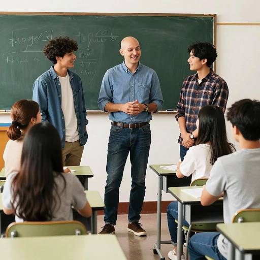 Casual Classroom Discussion with Seven People