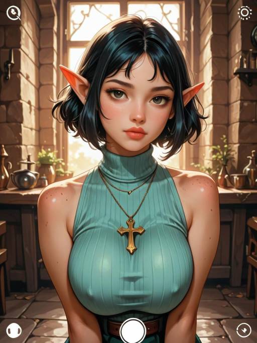 Elf Girl with Freckles and Jewelry