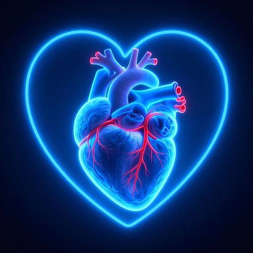 Glowing Neon Anatomical Heart