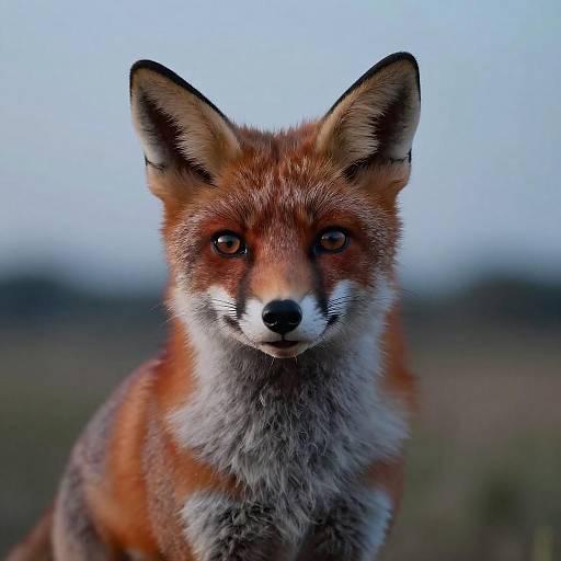 Close-up Portrait of Red Fox at Blue Hour